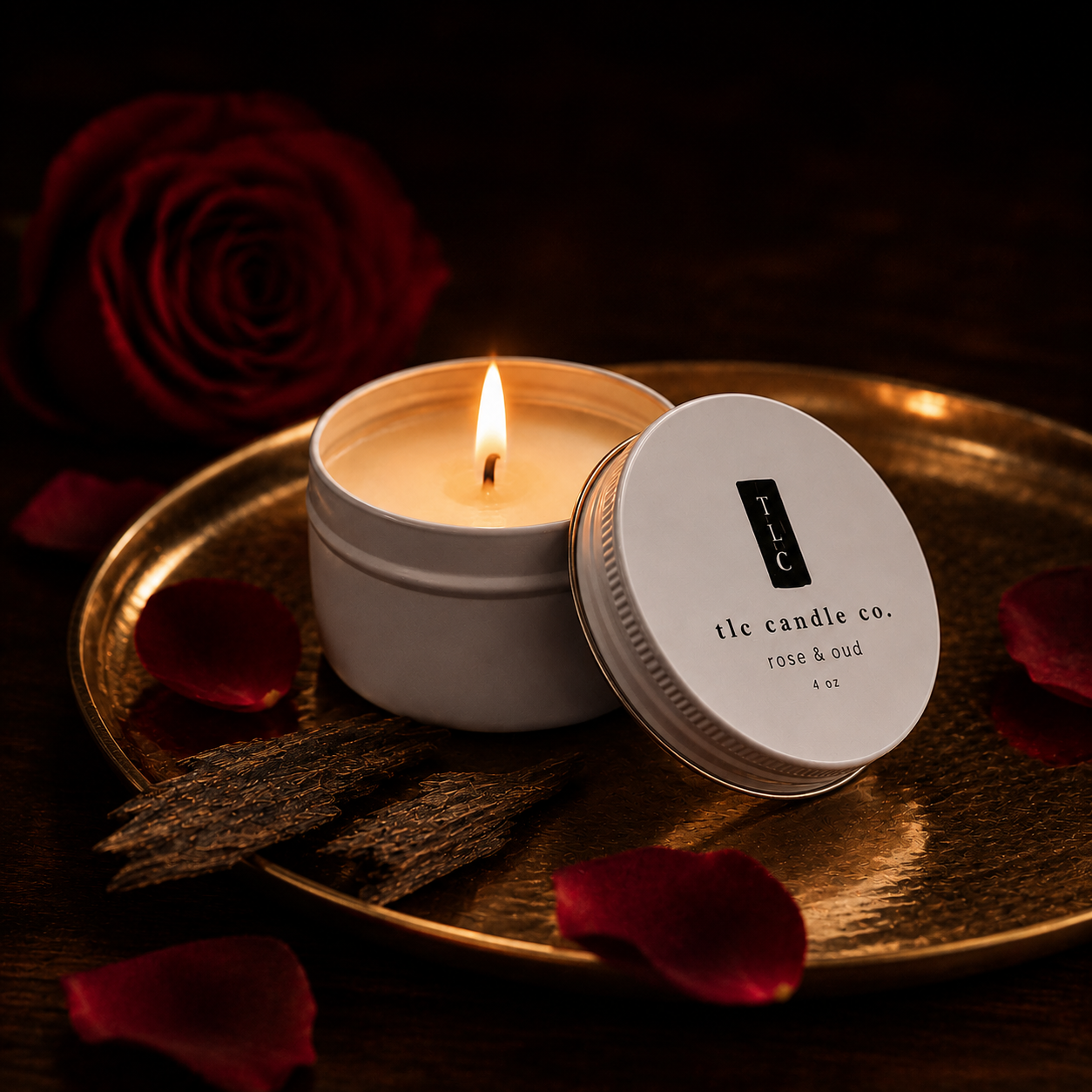 Lumière Rose & Oud Luxury Candle — 4oz